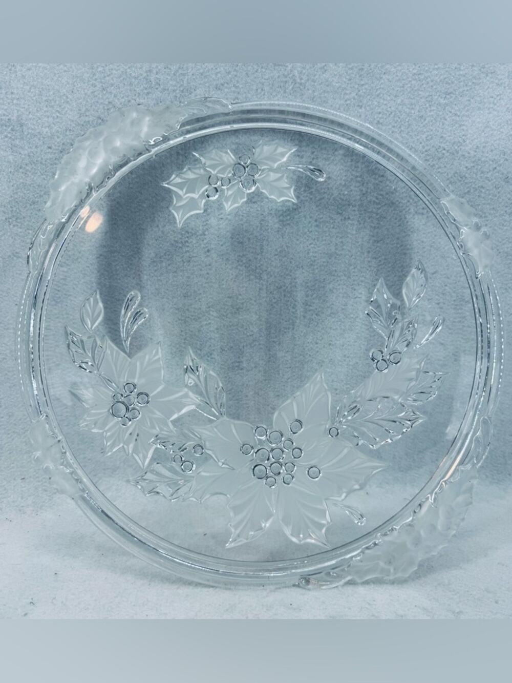 EUC Mikasa Walther German Crystal Poinsettia 14” Cake Plate Serving Platter